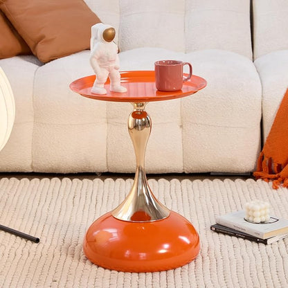 Stylish Hourglass Side Table - Contemporary Design for Living Rooms, Cafes, Dining Areas, Bedrooms, and Outdoor Spaces - Perfect Accent Piece for Any Decor (2, Light Green+Hermes Orange)