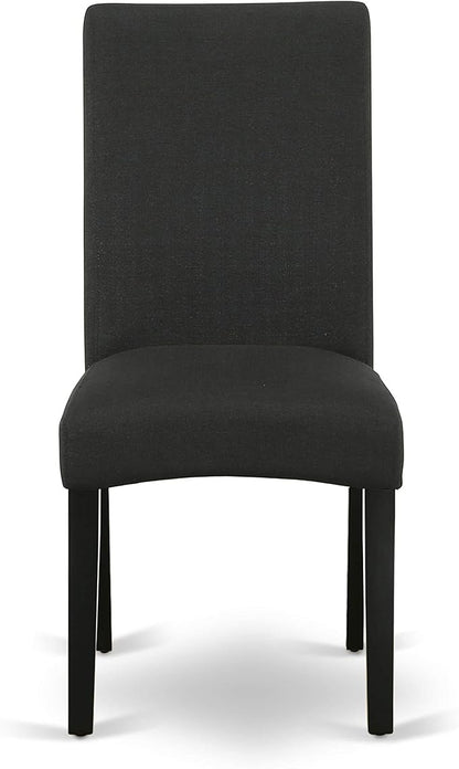 East West Furniture X697DR124-9 9 Piece Modern Dining Table Set Includes a Rectangle Wooden Table with X-Legs and 8 Black Color Linen Fabric Upholstered Chairs, 40x72 Inch, Multi-Color