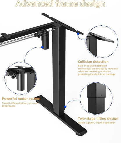 YIHAYO Standing Desk Frame, DIY Workstation, Frame Only, Adjustable Desk with Memory Smart Pannel, Sit Stand Desk for Home Office (Black)