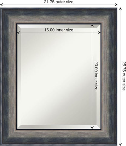 Amanti Art Silver Bathroom Mirror for Over Sink, 26x22 Quicksilver Scoop Rectangle Vanity Mirror, Small Casual Wood Frame, Hangs Horizonally and Vertically, Bathroom Wall Decor, Beveled Edge