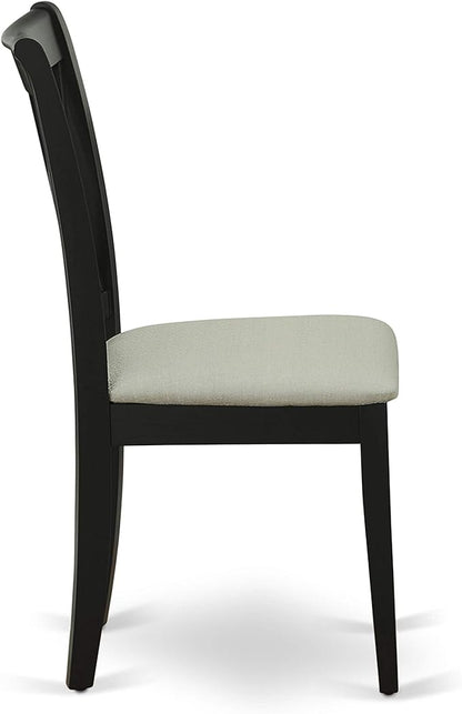 East West Furniture LGCL5-BLK-C 5 Piece Dining Table Set for 4 Includes a Rectangle Kitchen Table with Butterfly Leaf and 4 Linen Fabric Dining Room Chairs, 42x84 Inch, Black