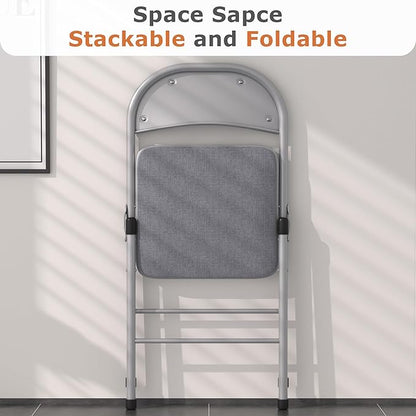 VECELO Padded Folding Chairs 4 Pack, Comfortable Cushioned Seat & Backrest with Steel Frame, for Office, Indoor Outdoor, Commercial Events, Dark Grey