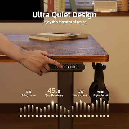 Seang Standing Desk with Adjustable Height, 55x24 Inch Electric Stand Up Desk for Home Office, Studio, Computer Workstation, Rustic Brown Top
