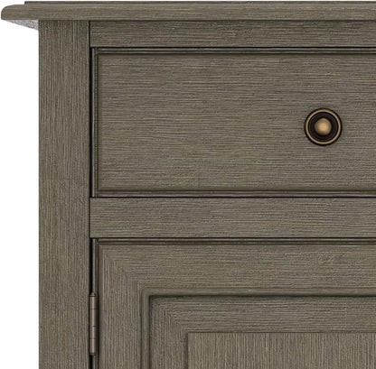 SIMPLIHOME Connaught 40-inch Wide Solid Wood Storage Cabinet in Farmhouse Grey for Entryway, Living Room, Organizer for Hats, Gloves, Shoes, Keys, Slim Design, Traditional Style