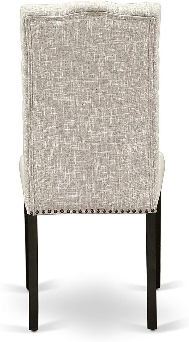 East West Furniture X697EL635-5 5 Piece Dining Set Includes a Rectangle Dining Room Table with X-Legs and 4 Doeskin Linen Fabric Upholstered Parson Chairs, 40x72 Inch, Multi-Color