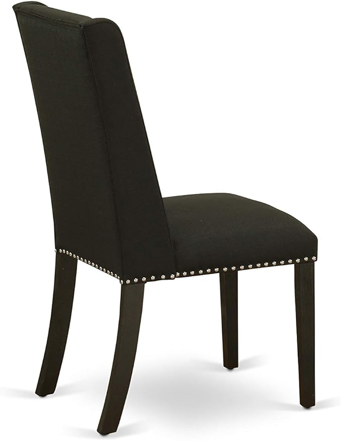 East West Furniture X697FL624-9 9 Piece Dining Room Furniture Set Includes a Rectangle Dining Table with X-Legs and 8 Black Linen Fabric Upholstered Chairs, 40x72 Inch, Multi-Color