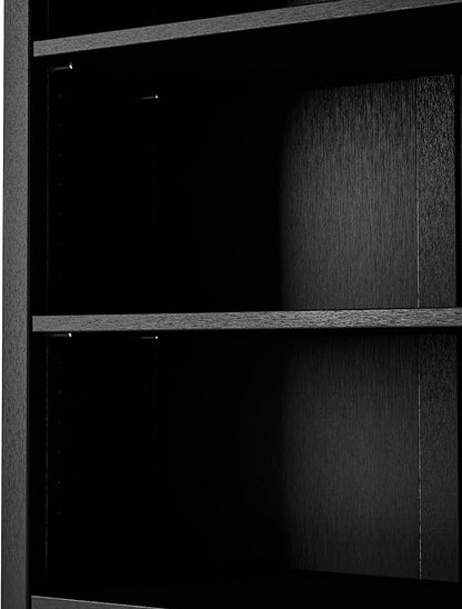 Camaflexi Shaker Style 4 Shelf Bookcase/Solid Wood / 48" High/Adjustable Shelving/Closed Back/Display Bookshelf for Living Room, Bedroom, Home and Office, Black