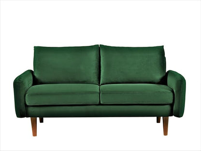 Container Furniture Direct Kent Velvet Loveseat Sofa for Modern Living Rooms and Compact Spaces, Comfy 2 Seater Couch Studio Apartment Furniture with Sleek Design, Green