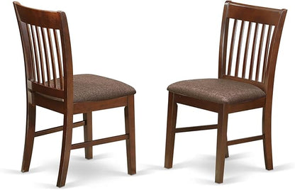East West Furniture MZNO3-MAH-C 3 Piece Dinette Set for Small Spaces Contains a Rectangle Dining Table with Dropleaf and 2 Linen Fabric Dining Room Chairs, 36x54 Inch, Mahogany