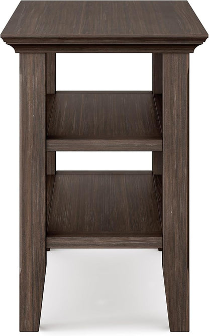 SIMPLIHOME Acadian 14-inch Wide Solid Wood Narrow End Table in Farmhouse Brown, Transitional-Style Side Table for Living Room, Bedroom, or Family Room with 2 Open Shelves