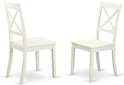 East West Furniture LGBO5-LWH-W 5 Piece Modern Dining Table Set Includes a Rectangle Wooden Table with Butterfly Leaf and 4 Kitchen Dining Chairs, 42x84 Inch, Linen White