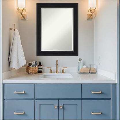 Amanti Art Black Bathroom Mirror for Over Sink, 29x23 Abbey Black Rectangle Vanity Mirror, Medium Traditional Frame, Hangs Horizonally and Vertically, Bathroom Wall Decor, Beveled Edge