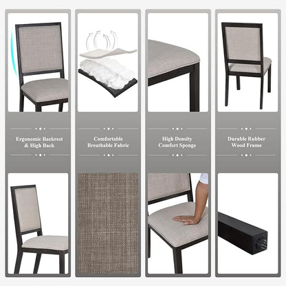 COLAMY Rectangular Dining Table Set for 4, Wood Dining Table for 4 with Chairs, 60 Inch Dining Table and Chairs for Kitchen, Dining Room, Brown