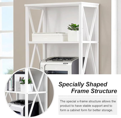 HOMISSUE Tall Bookshelf, 6-Tier Book Shelf, Rustic Wood Metal Bookshelves and Bookcases, Freestanding and Industrial Open Bookcase for Home Office, Living Room and Bedroom, Vintage, White