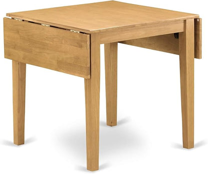 East West Furniture NDAN5-OAK-C 5 Piece Dining Room Table Set Includes a Rectangle Kitchen Table with Dropleaf and 4 Linen Fabric Upholstered Dining Chairs, 30x48 Inch, Oak