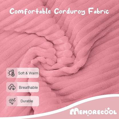 MeMoreCool Kids Couch for Playroom, Corduroy Convertible Toddler Couch, 8 Piece Modular Play Sofa, Foam Fort Building Set for Child Room Furniture, Pink