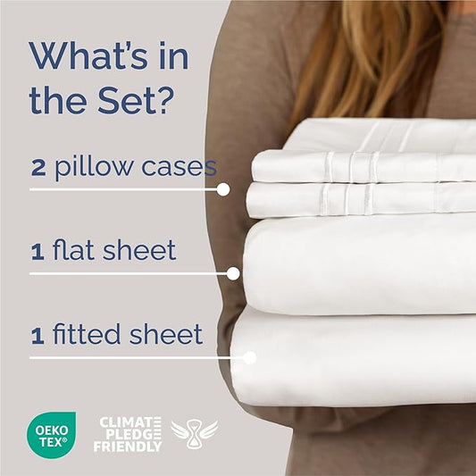 King Size 4 Piece Sheet Set - Comfy Breathable & Cooling Bed Sheets Set - Hotel Luxury Bedding for Women, Men, Kids, Teens, Boys & Girls - Deep Pockets, Soft, Wrinkle Free - Oeko-Tex - Antique White