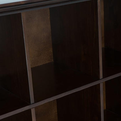 SIMPLIHOME Acadian Bookcase - 57 inch Tall 12-Cube Solid Wood Storage Display Unit in Brunette Brown, Transitional Cube Organizer for Living Room or Office with Fixed Shelves and Tapered Legs