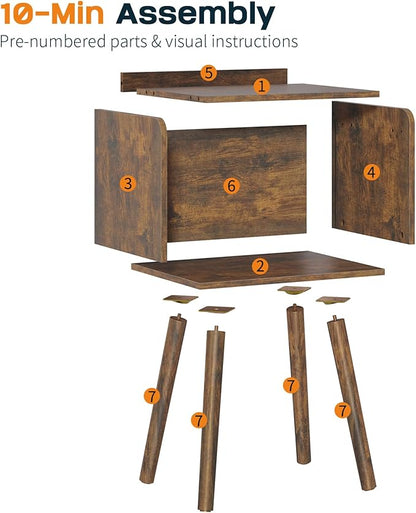 Yoobure Mid Century Modern Nightstand for Small Spaces - Small Side Table with Storage Shelf, Wood End Table Night Stand, Vintage End Tables Living Room, Minimalist Side Tables for Bedroom Dorm Office