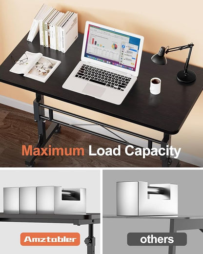 Small Standing Desk Adjustable Height, Mobile Stand Up Desk with Wheels, 32 Inch Portable Rolling Desks for Walking Pad Treadmill Black