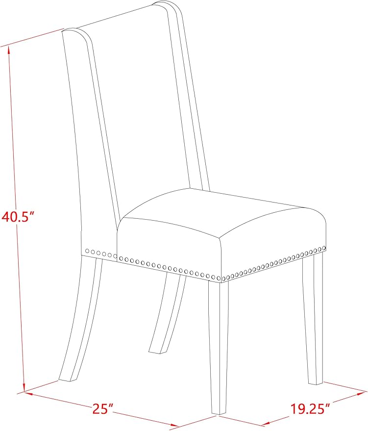 East West Furniture V677FL624-7 7 Piece Dinette Set Consist of a Rectangle Dining Room Table with V-Legs and 6 Black Linen Fabric Upholstered Parson Chairs, 40x72 Inch, Multi-Color