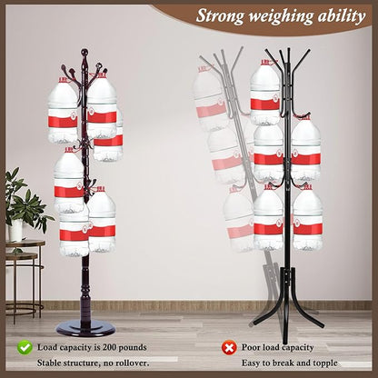 Wooden Coat Rack Freestanding, Vintage Coat Racks with Sturdy Round Base, Adjustable Height 37.40"-72.83" Entrance Coat Rack for Bedroom Living Room Entryway (Rosewood Ruyi Hook)