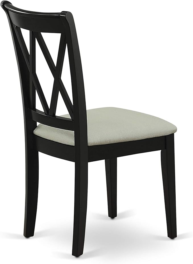 East West Furniture LGCL5-BLK-C 5 Piece Dining Table Set for 4 Includes a Rectangle Kitchen Table with Butterfly Leaf and 4 Linen Fabric Dining Room Chairs, 42x84 Inch, Black
