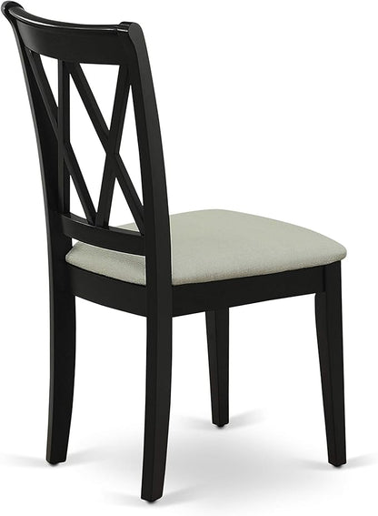 East West Furniture LGCL5-BLK-C 5 Piece Dining Table Set for 4 Includes a Rectangle Kitchen Table with Butterfly Leaf and 4 Linen Fabric Dining Room Chairs, 42x84 Inch, Black