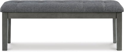 Signature Design by Ashley Hallanden Rustic Tufted Upholstered Dining Room Bench, Gray