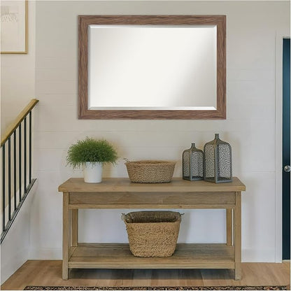 Amanti Art Brown Wall Mirror 29x41 Pia Medium Brown Rectangle Bathroom Mirror for Wall Decor Living Room, Large Casual Frame, Hangs Horizonally and Vertically, Bathroom Decor, Beveled Edge