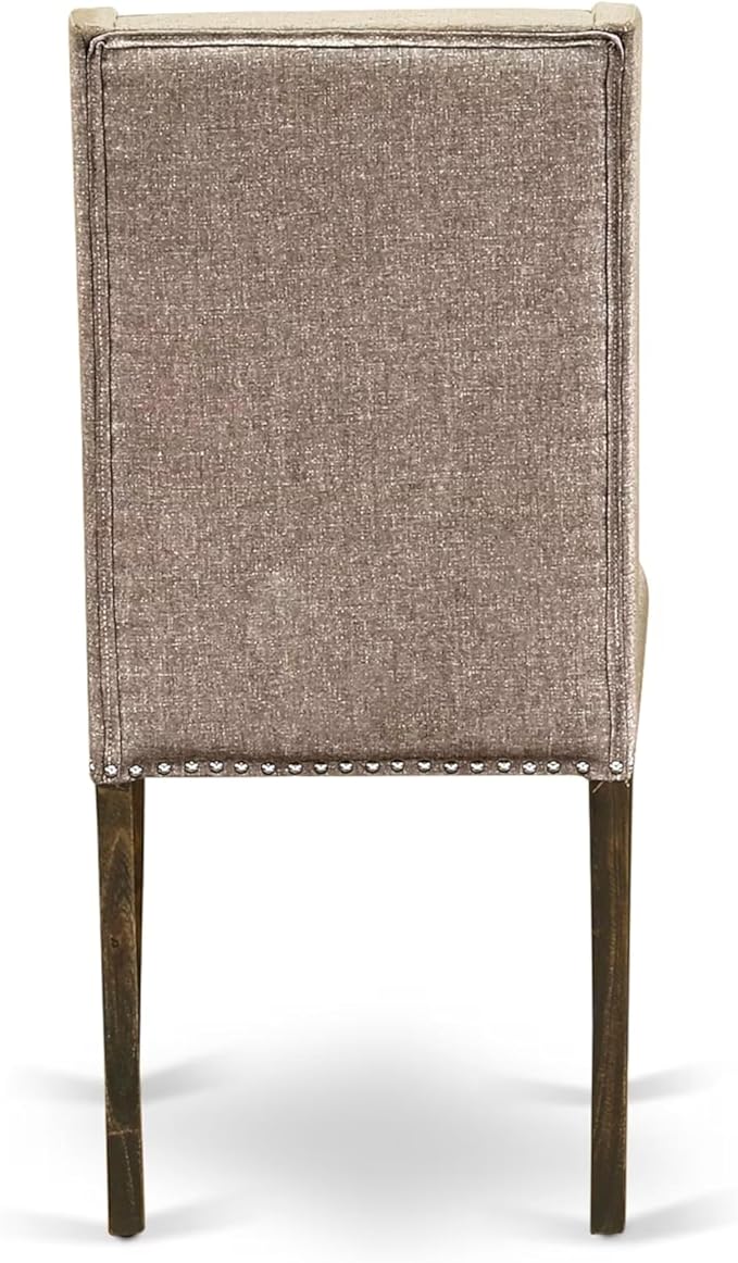 East West Furniture V777FL716-5 5 Piece Dining Table Set for 4 Includes a Rectangle Kitchen Table with V-Legs and 4 Dark Khaki Linen Fabric Upholstered Chairs, 40x72 Inch, Multi-Color