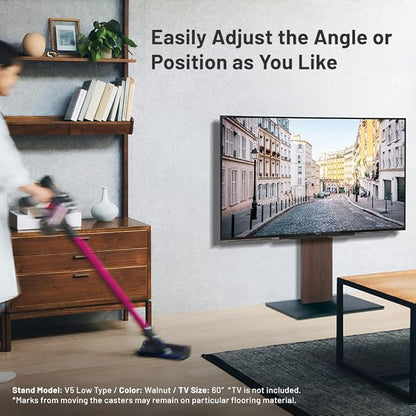 WALL V5 Low Type | Minimalist Rolling TV Stand for 32–80 Inch | Satin Black | Portable, Space Saving, Height Adjustable, No Drill | for Living Room and Bedroom | Japan-Engineered Design