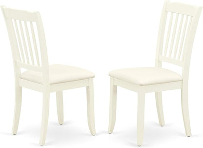 East West Furniture LGDA7-LWH-C 7 Piece Modern Dining Table Set Consist of a Rectangle Wooden Table with Butterfly Leaf and 6 Linen Fabric Dining Room Chairs, 42x84 Inch, Linen White