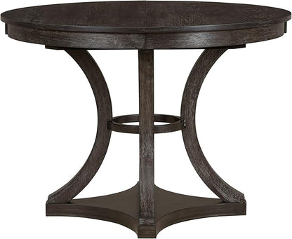 Ball & Cast Retro Dining Table Set for 4 with 4 Upholstered Chairs,5-Piece Wooden Living Room Furniture W/ 42" Round Extendable Kitchen Desk,for Small Space,Apartment,Dining Room,Espresso