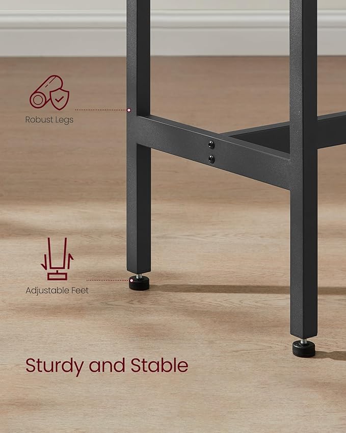 VASAGLE Bar Table, Narrow Long Kitchen Dining Table, Sturdy Metal Frame, Industrial, 15.7 x 39.4 x 35.4 Inches, Ebony Black and Ink Black ULBT010B56