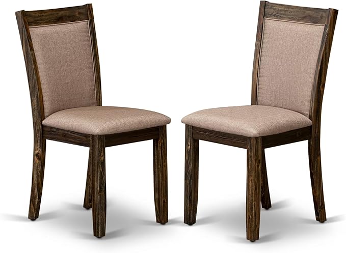 East West Furniture V777MZ716-7 7 Piece Dinette Set Consist of a Rectangle Dining Table with V-Legs and 6 Dark Khaki Linen Fabric Parson Dining Room Chairs, 40x72 Inch, Multi-Color