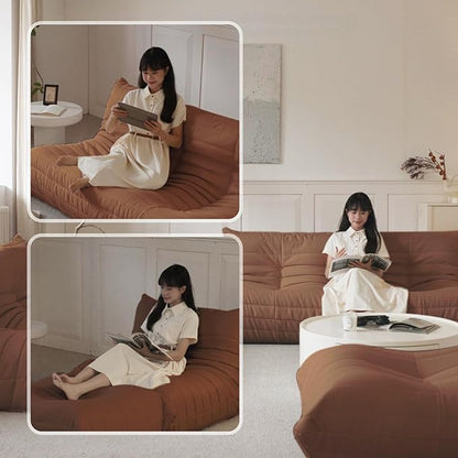 Luxury Sofa Couch Chair, Lazy Floor Seating, Fireside Bean Bag Chair, Ergonomic Tatami Sofa Lounger for Living Room, Bedroom, Office, Single Seat, Brown