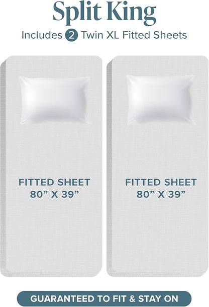 Bare Home Split King Sheet Set - 1800 Ultra-Soft Microfiber Bed Sheets - Double Brushed - Deep Pockets - Easy Fit - 5 Piece Set - Bed Sheets & Pillowcases (Split King, Midnight Blue)
