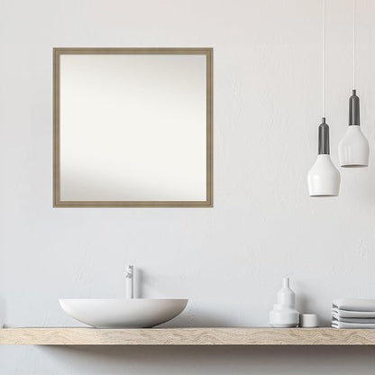 Amanti Art Grey Bathroom Mirror for Over Sink, 28x28 Florence Grey Square Vanity Mirror, Large Casual Frame, Hangs Horizonally and Vertically, Bathroom Wall Decor, Non-Beveled Edge from WI, USA
