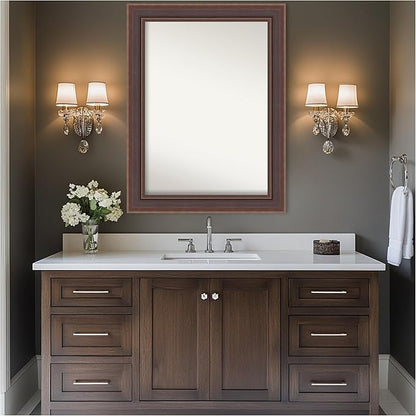 Amanti Art Brown Bathroom Mirror for Over Sink, 35x46 Moab Brown Bronze Rectangle Vanity Mirror, X-Large Modern Frame, Hangs Horizonally and Vertically, Bathroom Wall Decor, Non-Beveled Edge