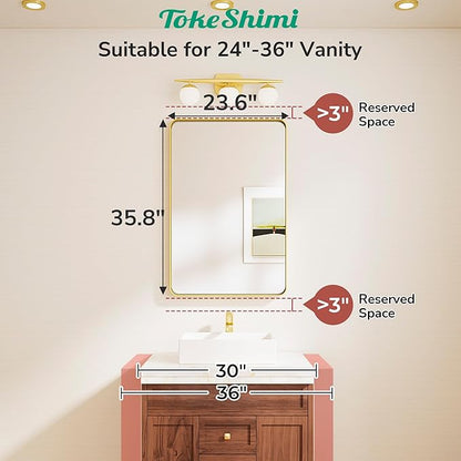 TokeShimi 24x36 Brushed Nickel Bathroom Mirror,Wall Mirror for Bathroom with Tempered Glass,Nickel Bathroom Vanity Mirror for Over Sink,Aluminum Framed Mirror(Horizontal/Vertical)