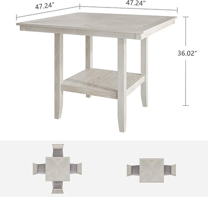 Solid Wood Dining Table, Part of Dining Table Set- Mix and Match Table, Chair, and Bench Sold Separately for Dining Room, Kitchen, Grey