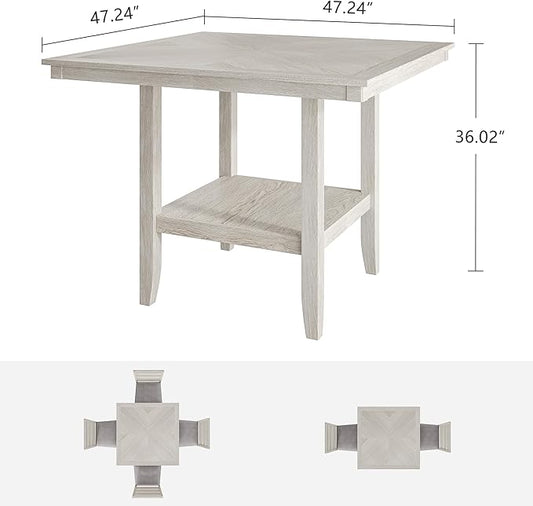 Solid Wood Dining Table, Part of Dining Table Set- Mix and Match Table, Chair, and Bench Sold Separately for Dining Room, Kitchen, Grey