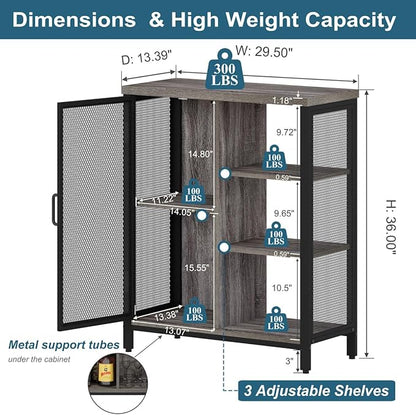 BON AUGURE Liquor Cabinet Bar for Home, Farmhouse Coffee Storage Cabinet for Kitchen, Small Wood Sideboard Buffet Station Cabinets with Door (Dark Grey Oak, 36")