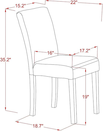 East West Furniture V697AB624-9 9 Piece Dining Room Table Set Includes a Rectangle Kitchen Table with V-Legs and 8 Black Color Linen Fabric Parson Dining Chairs, 40x72 Inch, Multi-Color