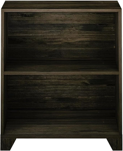 Max & Lily Modern Farmhouse 2-Shelf Bookcase, Solid Wood Bookshelves for Kids Bedroom, Barnwood Brown