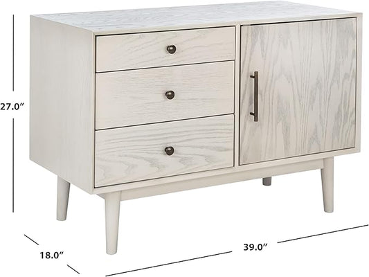 SAFAVIEH Couture Collection Elissa Mid-Century White Wash Small Entertainment Media Stand (Fits up to a 45" Flatscreen TV)