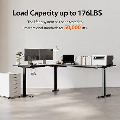 Agilestic L-Shaped Standing Desk Adjustable Height, Electric Corner Standing Desk, Sit Stand Up Desk, 75x61 inch Sit Stand Computer Table, Black