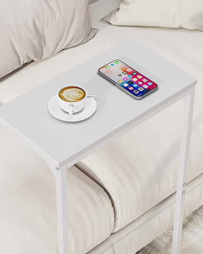 TUTOTAK C Shaped End Table, Small Side Table, 28.7 inch Tall Couch Table, Sofa Table, Living Room, Bed Room, White TB01BW071