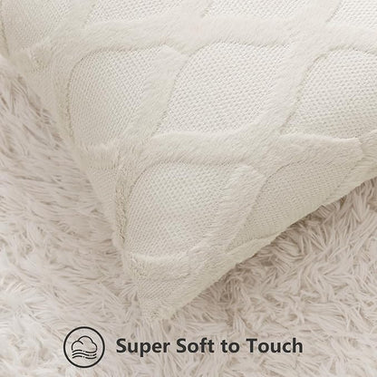 decorUhome Christmas Decorative Throw Pillow Covers 20X20 Set of 2, Soft Plush Faux Fur Wool Pillow Covers for Couch Bed Sofa Living Room, Beige